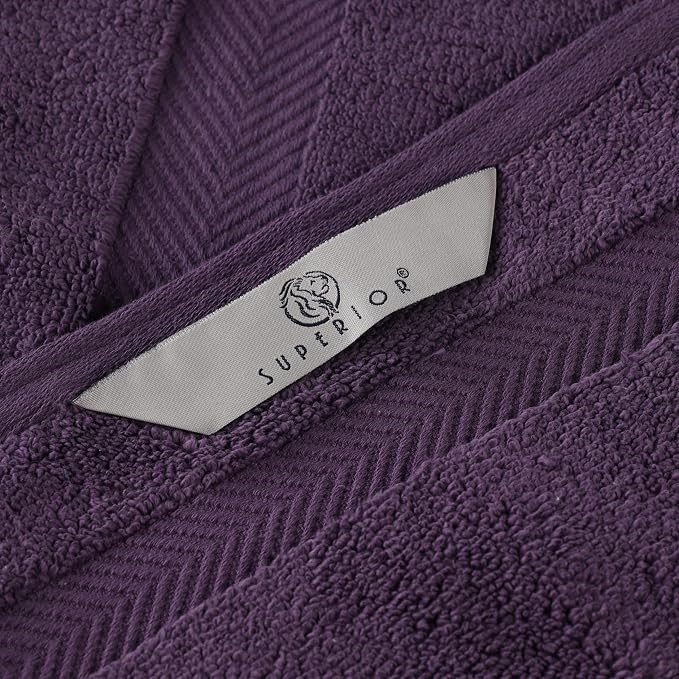 Superior Zero Twist Cotton 12 Piece Assorted Towel Set, Includes 4 Bath, 4 Hand, 4 Washcloth/Face Towels, Quick Dry, Home Essentials, Shower, Spa, Luxury Plush Soft Absorbent Towels, Grape Seed