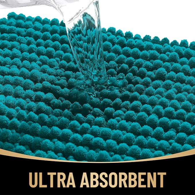 OLANLY Thick Bathroom Rugs 30x20, Extra Soft Absorbent Chenille Bath Rugs, Rubber Backing, Machine Wash Dry, Bath Mats for Bathroom Floor, Tub and Shower, Home Decor Accessories, Deep Lake