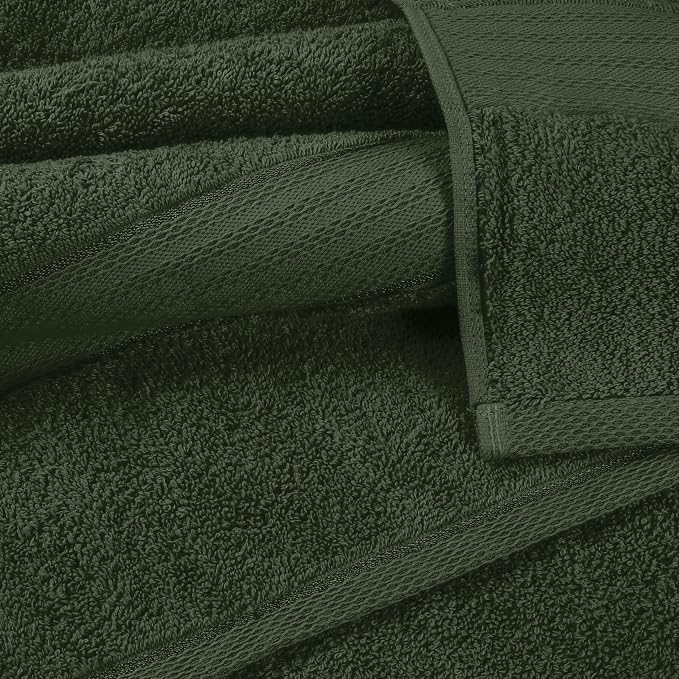 GLAMBURG 700 GSM Premium Cotton 2-Pack Oversized Extra Large Bath Sheet Set - 100% Combed Cotton - 2 Bath Sheets 35x70 - Luxury Hotel & Spa Quality - Durable Ultra Soft Highly Absorbent - Olive Green
