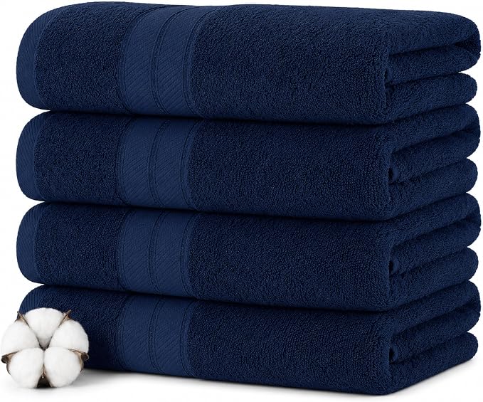 Modern Threads 4-Pack SpunLoft Bath Sheet Navy 35x66
