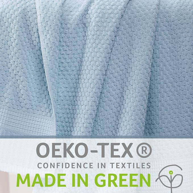 NY Loft 100% Cotton 6-Pack Hand Towel Set | Blue | Oeko-TEX | Quick-Dry | Six 16" x 28" Hand Towels | Super Absorbent | Designer-Styled Texture