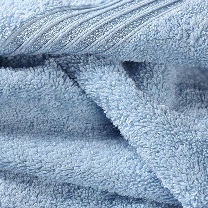 Superior Egyptian Cotton 9-Piece Towel Set, Assorted Towels for Home Bathroom, Guest Bath Decor Essentials, Includes 3 Bath, 3 Hand, 3 Face Towels/Washcloths, Quick Dry, Absorbent - Light Blue