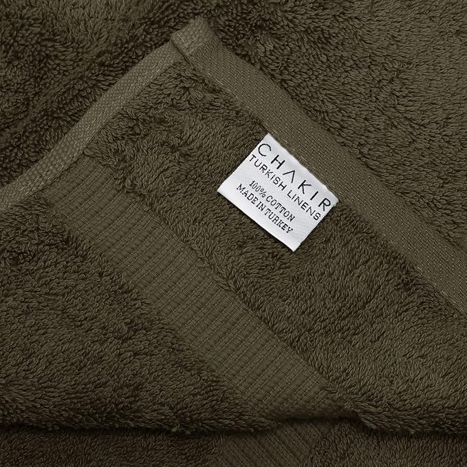 Chakir Turkish Linens 4 Piece Hand Towels, 100% Cotton Turkish Towels for Bathroom, Luxury Soft Absorbent Hand Towel Set, 16 x 30 Inches, Cocoa