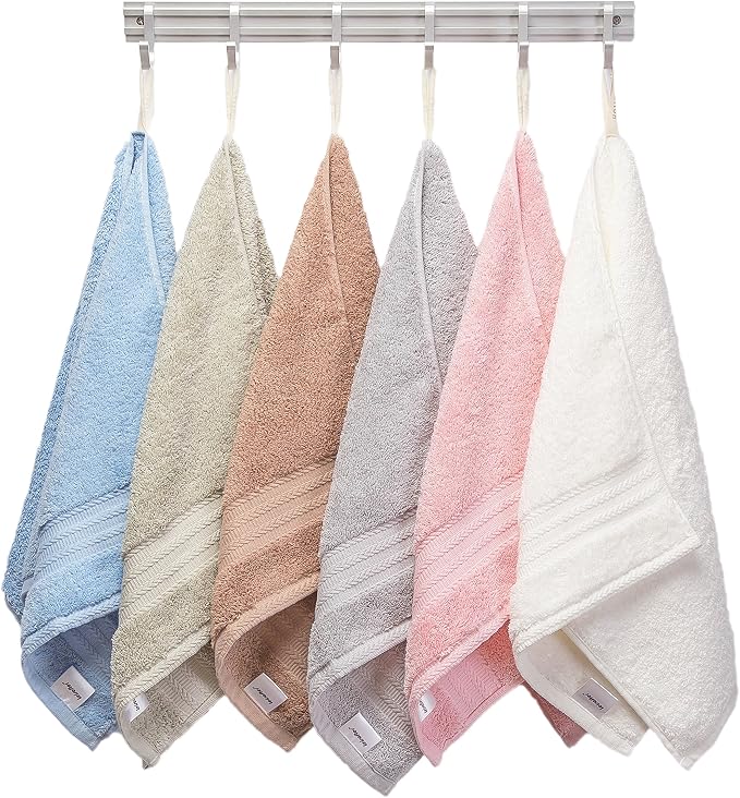Soft & Absorbent Cotton Hand Towels for Bathroom(Grey, 2-Pack, 14" x 29") - Multipurpose Towels for Bath, Gym and Spa with Hanging Loop