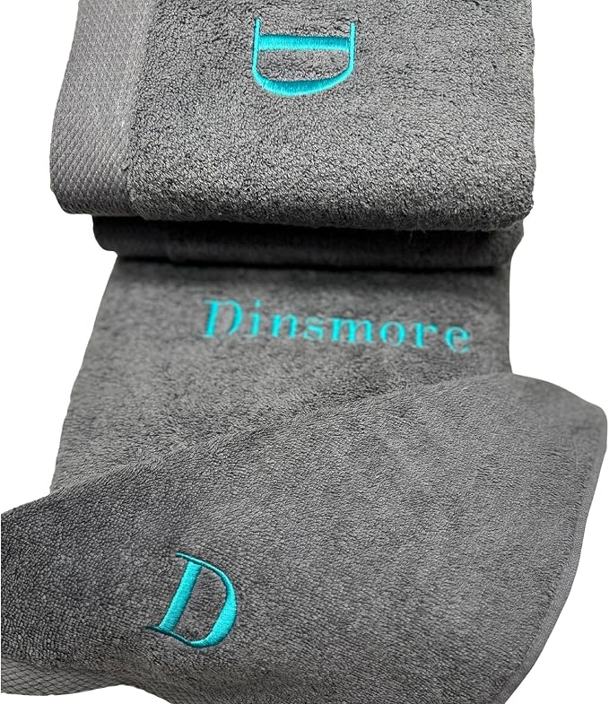 Personalized Towels - Customized Turkish Hand Towel - Custom Cotton Towel Set - Monogrammed Towels with Initials Name Embroidery - Set of 2 - Towels for Gym (Anthracite, Hand Towels - Set of 2)