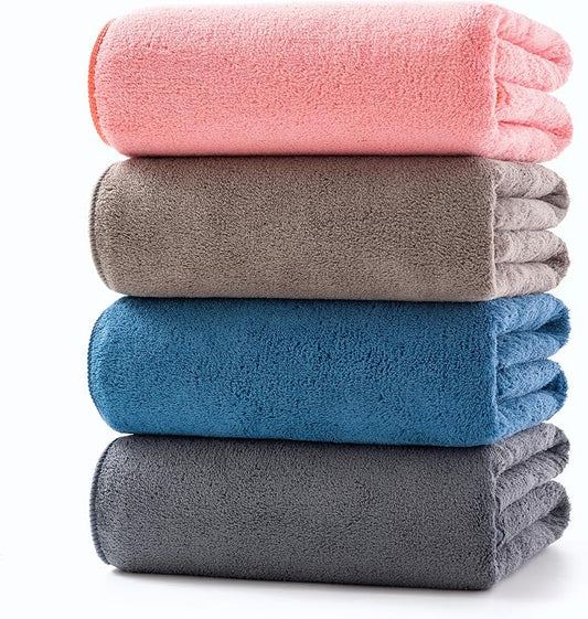 Lumimi 4 Pack Microfiber Bath Towel Set,Ultra Absorbent Quick Dry 29" L x 13" W, Lightweight & Durable for Gym/Spa/Travel/Home, Supple Skin-Friendly Fabric in Multicolor(Ideal Gift)