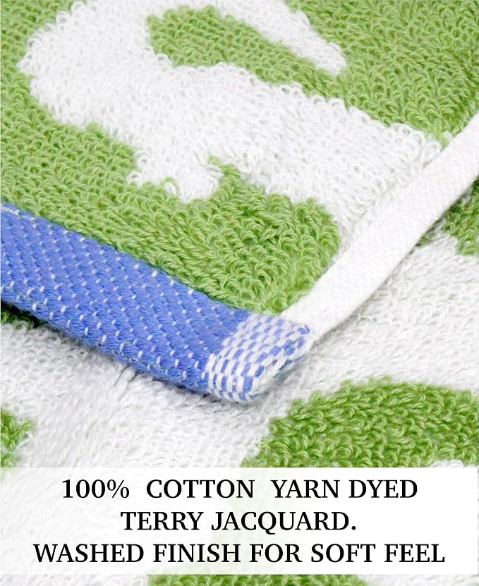 ORIGINAL KIDS Wash Cloth - Bath Time in A While Crocodile Set of 12 Washcloths - 100% Cotton Jacquard Super Soft Colorful Absorbent Quick Dry Easy Care Face Towel Face Cloth Gift - 12x12 - Green Blue