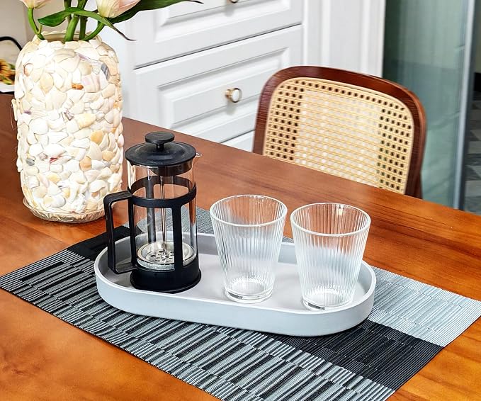 Gray Small Oval Tray (11.8 inch), 3 Pack, Countertop Organizer | for Kitchen Counter, Bathtub Bathroom Vanity Items, Coffee Accessory, Bar, Serving Seasoning, Salt and Pepper, Soap.