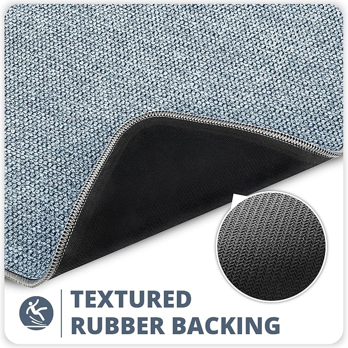Bosap Bath Mat,Ultra Thin Bathroom Runner Rugs,Large Bath Mats for Bathroom,Quick Dry,Non-Slip,Machine Washable,Low Pile,Bath Rug,Shower Outside,Sink,Home Decor Accessories.Blue,3'x4'(36x48inch)