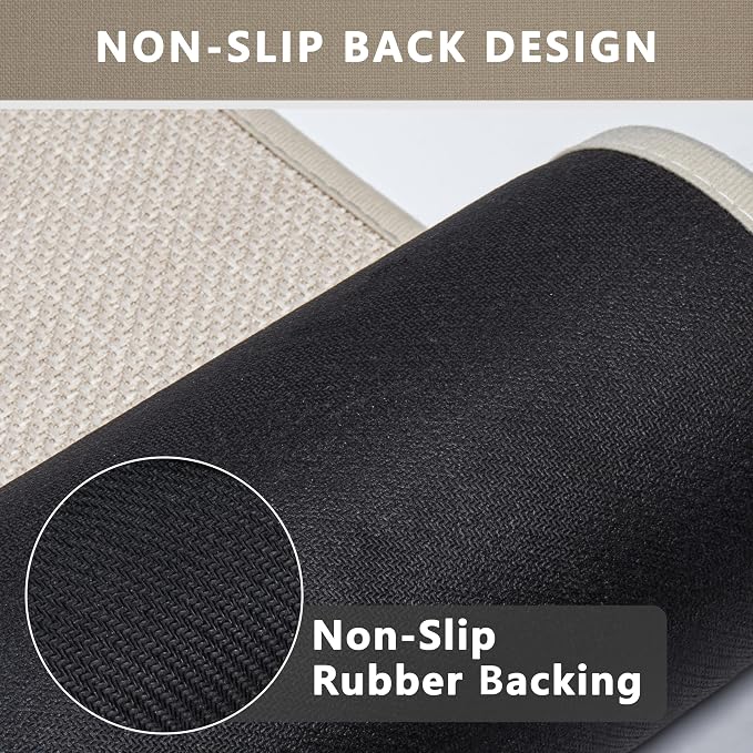 Large Bathroom Rugs Runner Non Slip Bath Mat 17" x 47", Quick Dry Bath Mat, Machine Washable Bathroom Rugs, Beige, Thin Bath Mat