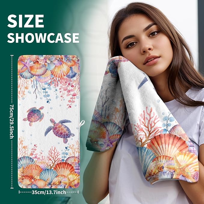 Ocean Sea Turtle Hand Towels High Absorbent Microfiber Bathroom Kitchen Towel Set of 2