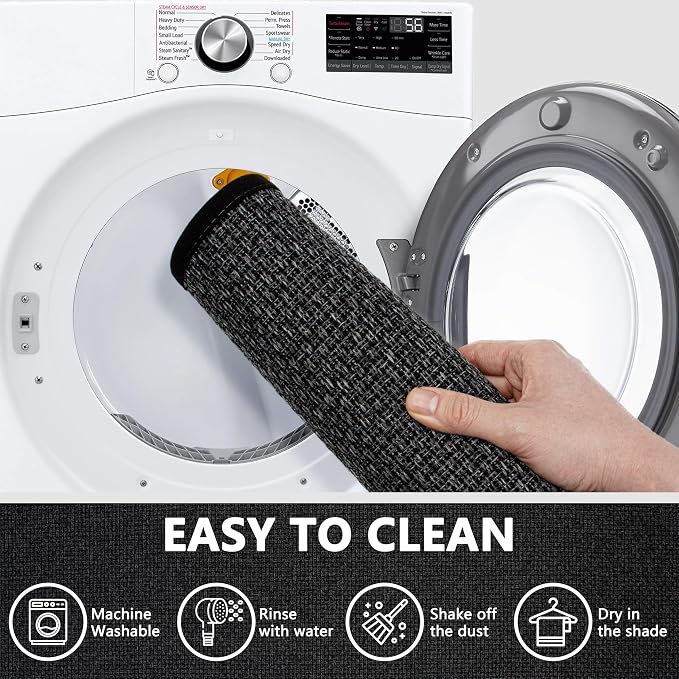 Non Slip Bath Mat with Rubber-Backing Braided Absorbent Machine Washable Quick Dry Small Bathroom Rug Ultra Thin Door Mat Toilet Rug, 17" x 24"