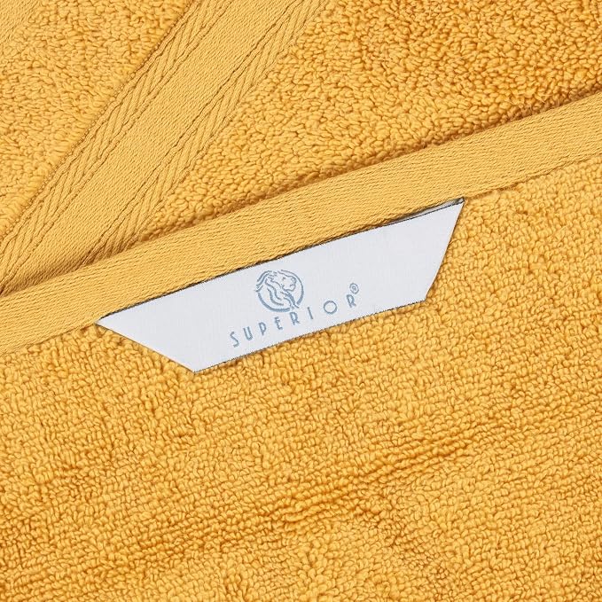 Superior Belmont Zero Twist Cotton Medium Weight Towels, for Guest Bath, Bathroom, Shower, Spa, Plush, Quick Dry, Ultra-Soft Towels, Bath Essentials, Thick Border, 8 Piece Assorted Towel Set, Gold