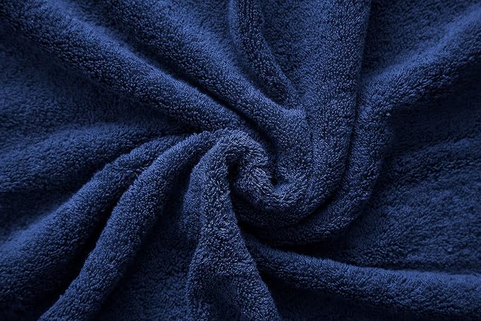 American Veteran 100% Cotton Turkish 6 Piece Luxury Towel Set - 2 Bath, 2 Hand, 2 Washcloths in Navy Blue