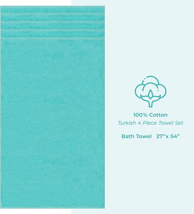 American Soft Linen 100% Cotton Luxury Turkish Towels, 4 PC Bath Towel Set | Soft Absorbent Quick Dry OEKO Tex Standard 100 Certificated Durable Machine Washable Breathable Premium Hotel Quality