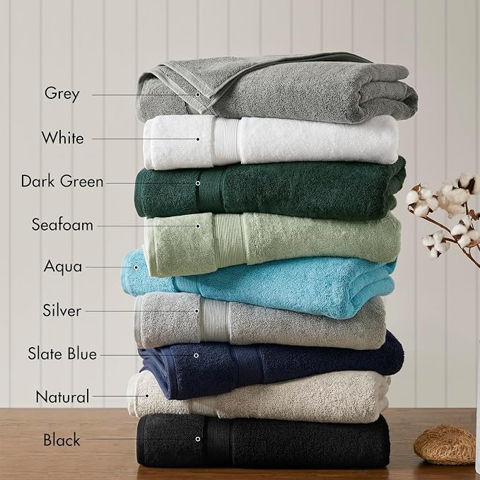 Madison Park 800GSM Bath Sheet Towel Oversized 34" x 68" 2 Pack 100% Cotton Bath Towel Set Highly Absorbent Hotel Spa Quality for Bathroom, Black