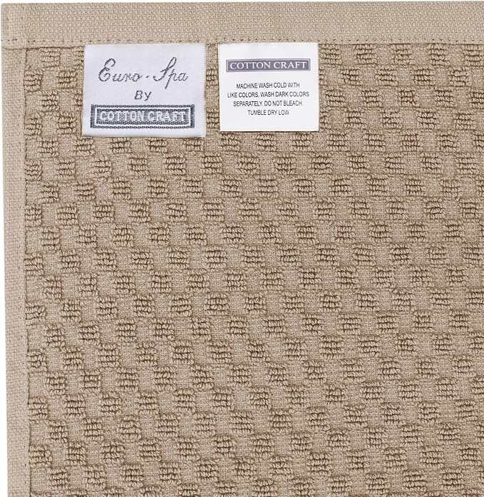 COTTON CRAFT Euro Spa Waffle Weave Bath Towels - Set of 4 Linen Towels | Pure 100% Ringspun Cotton Oversized Luxurious Towel Set - Soft Plush Super Absorbent Low Lint Quick Dry - 30 x 56 inches