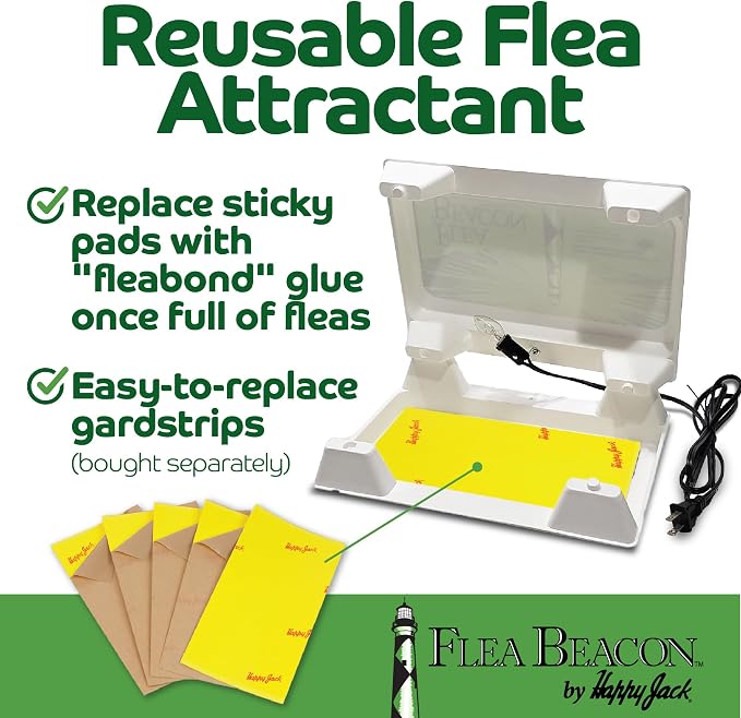 Happy Jack Flea Beacon Indoor Flea Trap, Made in USA | Attracts & Traps Indoor Bugs, Breaks Breeding Cycle Before Adults Lay Eggs, Safe, Fast, & Clean, Made in USA