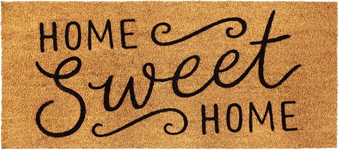 Croft&Cane Home Sweet Home Doormat – Extra Wide 17x39 Non Slip Natural Coco Coir Door Mat – Dirt Trapping Indoor Outdoor Large Entryway Rug for Wide Doorways Patio Porch High Traffic Areas