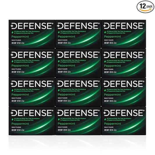 Defense Soap 12pk All Natural Peppermint Bar Soap for Men | Made by Wrestlers with Tea Tree Oil & Eucalyptus Oil to Promote Healthy Skin