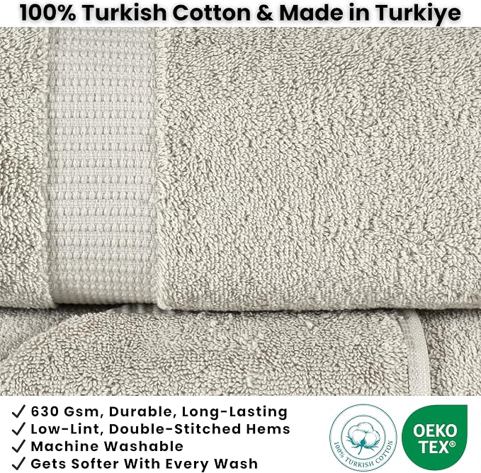 SALBAKOS 2-Piece 100% Turkish Cotton Extra Large Bath Towel 35x70 inch | Premium Hotel Quality Bath Sheet Towels | Thick, Soft, Absorbent, Oversized Bath & Beach Towels (Stone, 2 Bath Sheets)