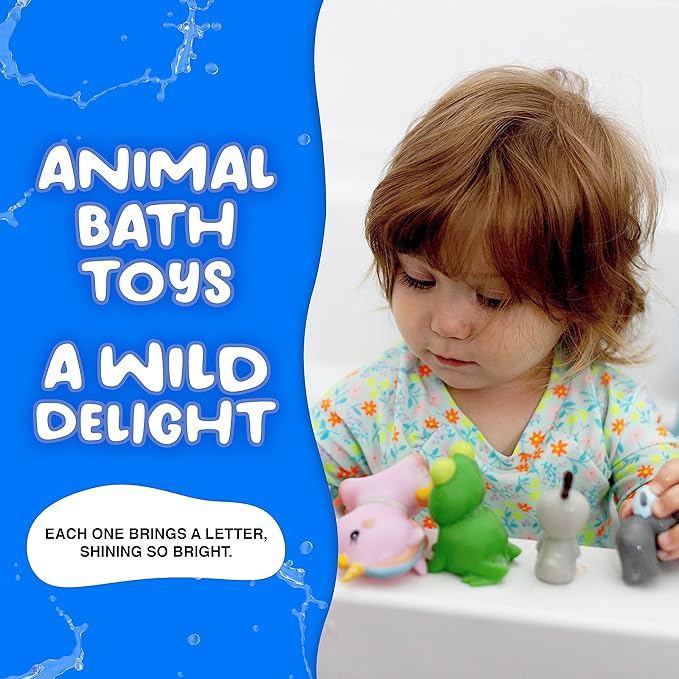 SplashEZ Mold Free Animals Bath Toys, No Hole Bath Toys for Toddlers, Bathtub 14 Animals Set for Kids, No Mold Floating Water Animals Set for Pool, BPA-Free Safe Fun, Infant Babies Ages 1 3 6 12 18 Mo