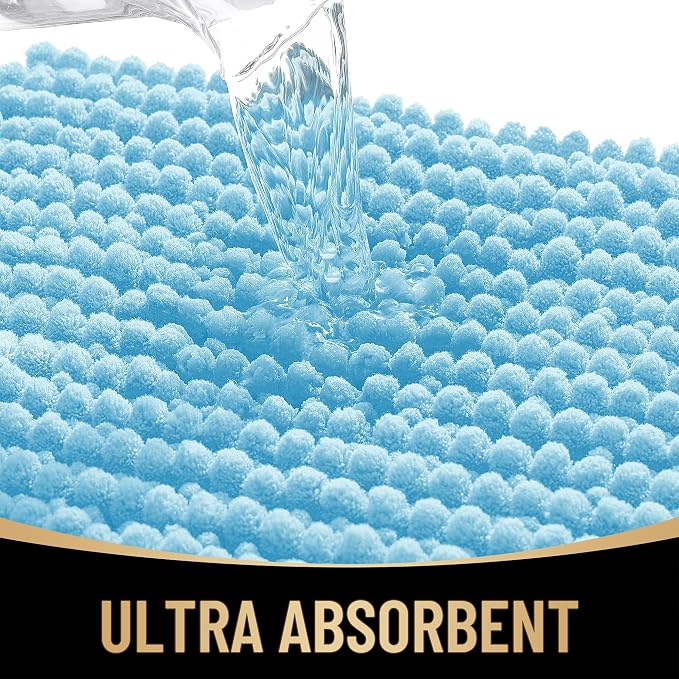 OLANLY Thick Small Bathroom Rugs 24x16, Extra Soft Absorbent Chenille Bath Rugs, Rubber Backing, Machine Wash Dry, Bath Mats for Bathroom Floor, Tub and Shower, Home Decor Accessories, Sky Blue
