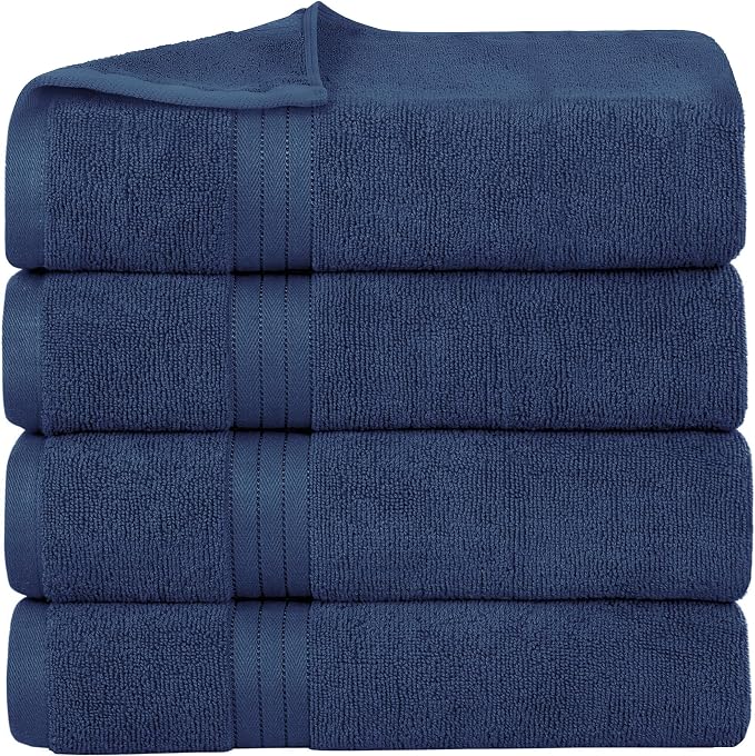 Bliss Casa 100% Cotton Bath Towel Set – 27″×54″, Ultra-Soft & Highly Absorbent Towels for Bathroom – Quick-Dry, Durable & Skin-Friendly (4-Pack)
