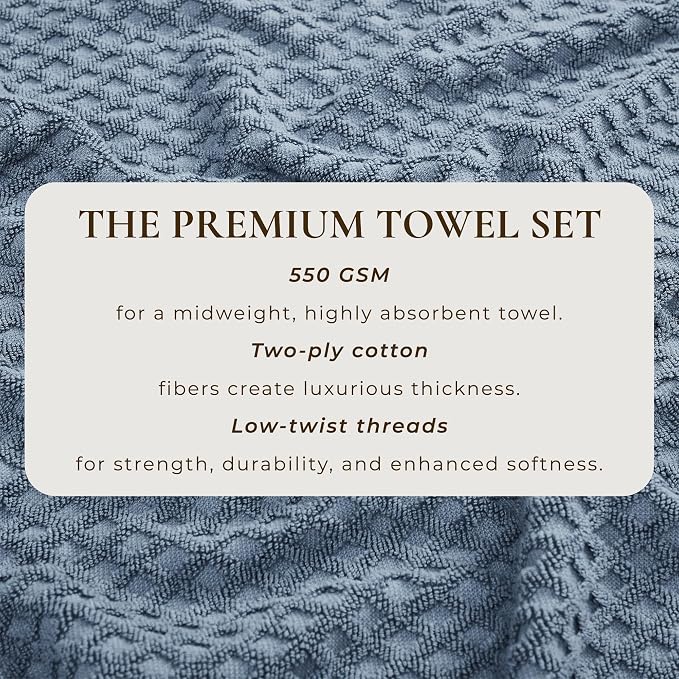Great Bay Home Blue Washcloths - 100% Cotton 6 Pack 13x13 Washcloth Set - Absorbent, Durable, Quick-Dry Face Towels for Bathroom (Chambray Blue)