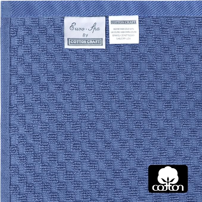 COTTON CRAFT Hooded Bath Towel – 2 Pack Oversized 35x70 Waffle Weave Towel with Hood for Adults - 100% Ringspun Cotton Pool Bath Sheet Wrap with Hood - Soft Super Absorbent Quick Dry – 450 GSM – Blue