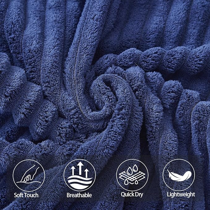 3 Piece Bath Towel Set, 40"x80" Bath Sheets,Navy Blue | 1Bath towels 1Hand towels 1Washcloths，Microfibers，Extra-large size，Big and Tall users，Quick dry，Highly Absorbent