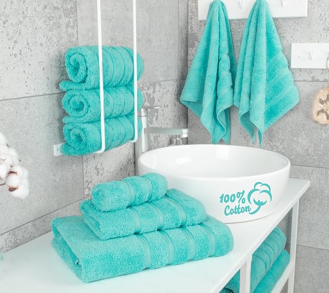 American Soft Linen 100% Cotton Luxury Turkish Towels, 6 Piece Towel Set | Soft Absorbent Quick Dry OEKO Tex Standard 100 Certificated Durable Machine Washable Breathable Premium Hotel Quality