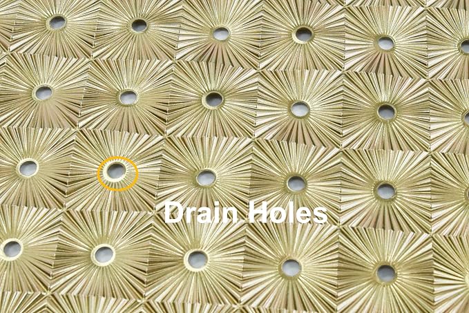 Bathtub Mat Non Slip with Suction Cups 15"x27" - Anti-Slip Shower Mat for Kids, Toddlers, and Seniors - Machine Washable Bath Tub Mat with Multiple Drainage Holes (Gold)