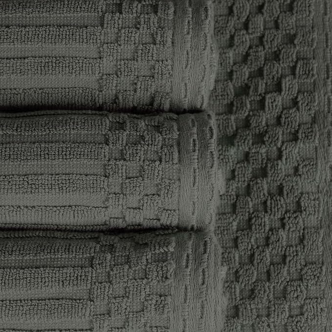 Superior Cotton 2-Piece Solid and Ribbed Bath Sheet Set, Bath Sheets- 34" x 68", Pine by Superior