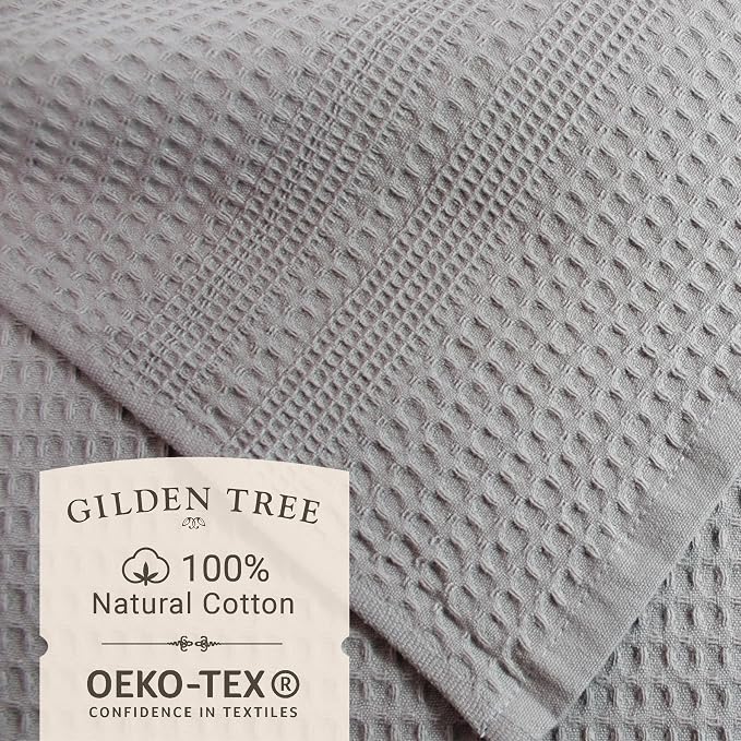 GILDEN TREE Waffle Bath Sheet Large Bath Towels Quick Dry Thin Body Towels, 40x80 Oversized Bath Towels for Adults, Classic Style (Pewter)