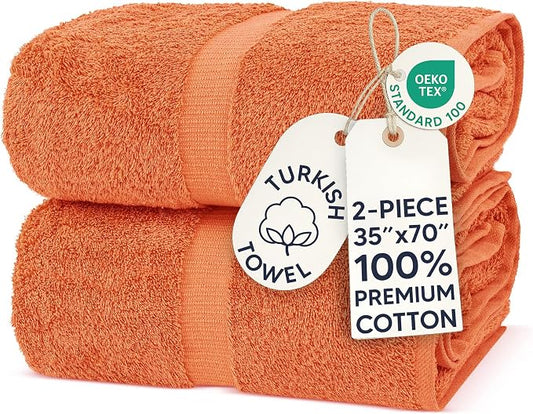 Chakir Turkish Linens, 100% Cotton Premium Quality Turkish Bath Sheets (35''x70'' Large Bath Sheet Towels - Coral)