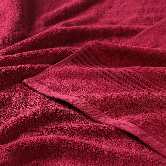 Superior Egyptian Cotton 9-Piece Towel Set, Assorted Towels for Home Bathroom, Guest Bath Decor Essentials, Includes 3 Bath, 3 Hand, 3 Face Towels/Washcloths, Quick Dry, Absorbent - Burgundy