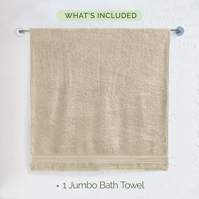 Elegant Comfort Three Line Popcorn Towel Set for Bathroom 35 x 70 inches, Premium Hotel Quality 1-Pack Jumbo Towels, 100% Turkish Cotton, Soft and Durable, Quick Dry and Highly Absorbent, Ivory