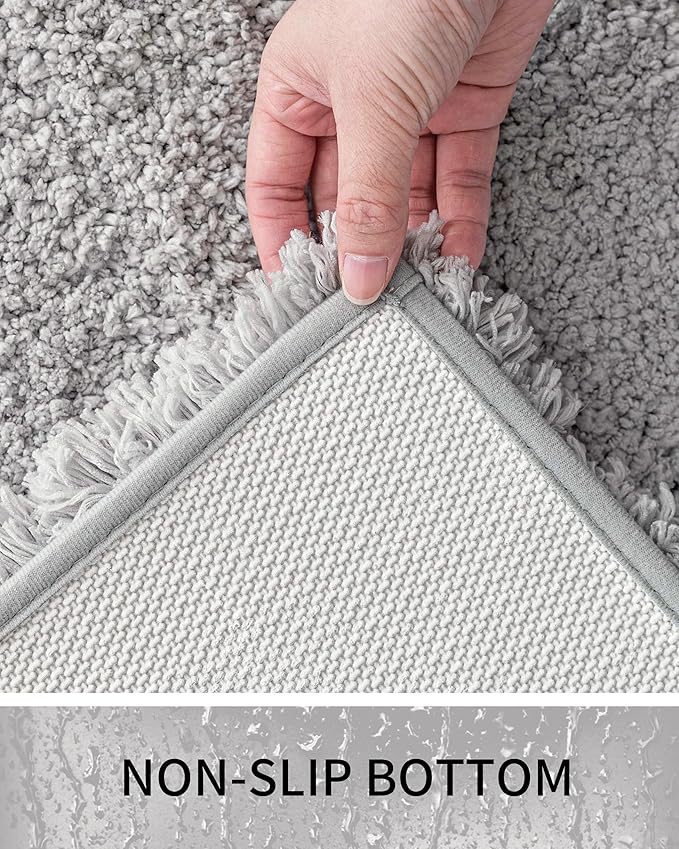 Toilet Rugs U-Shaped Mat 24x22, Contour Bathroom Mat - Ultra Soft & Absorbent Microfiber, Quick-Dry, Machine Washable with High Density Foam Latex Non Slip Backing, Grey