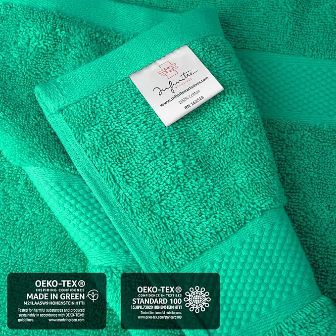 Infinitee Xclusives Jumbo Bath Sheets Towels for Adults – 600 GSM (35X70 Inches)– 100% Ring Spun Cotton Soft and Absorbent Large Bath Towels for Bathroom (Vivid Green) (Pack of 2)