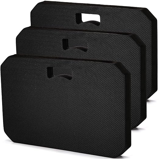 Hacaroa 3 Pack Extra Thick Kneeling Pad, EVA Foam Garden Kneeler Comfortable Knee Pad Cushion for Work, Gardening, Baby Bath, Exercise, Yoga, Water Resistant, Black