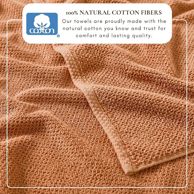 Great Bay Home 100% Cotton 6 Piece Bath Sheet Set - Absorbent, Quick-Drying, Durable Bath Towels for Bathroom Decor - Low-Twist, Two-Ply Fibers (Clay)