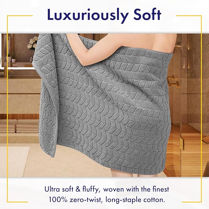 Alusa Home Ultra Soft & Stylish 700 GSM Luxury Bath Towels - 100% Zero-Twist, Long-Staple Cotton - Remarkably Absorbent & Quick Drying - 6 Piece Towel Set (Pewter Grey)