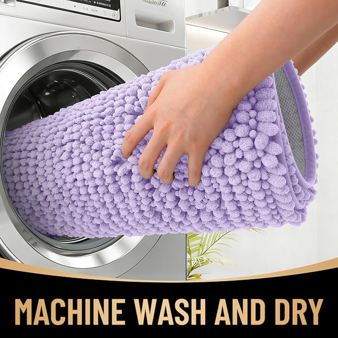 OLANLY Thick Bathroom Rugs 36x24, Extra Soft Absorbent Chenille Bath Rugs, Rubber Backing, Machine Wash Dry, Bath Mats for Bathroom Floor, Tub and Shower, Home Decor Accessories, Lavender