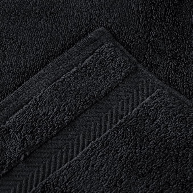 Superior Cotton Hand Towel Set, Medium Sized Towels, Plush Soft Absorbent Bathroom Basics, Home Essentials, Spa, Salon, Hotel, Kitchen, Luxury Quick Dry, Zero Twist Collection, Set of 6, Black
