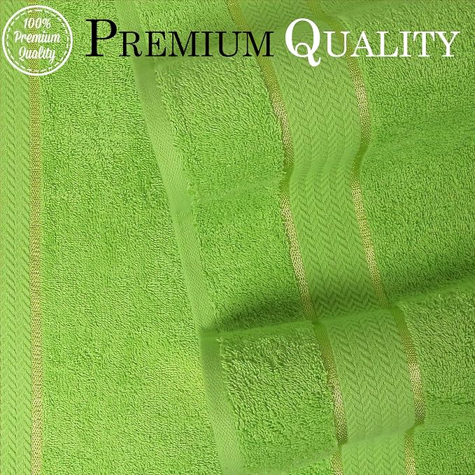 Bath Towels Set-100% Cotton-2 Towels, 2 Hand & Washcloths-Large, Quick Dry, Absorbent, Soft Plush-Home, Spa, Hotel, Pool, Shower -6 Piece Luxury Bathroom - Parrot Green