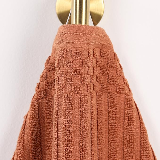 Superior Cotton Bath Sheet Set of 2, Daily Use for Bathroom, Guest Bath, Quick Dry, Spa, Resort Towels, Ribbed, Absorbent, Home Essentials, 2-Piece Oversized Bath Sheets, Soho Collection, Rust