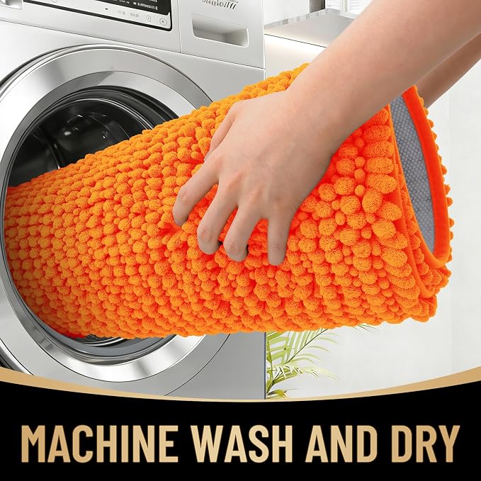 OLANLY Thick Bathroom Rugs 36x24, Extra Soft Absorbent Chenille Bath Rugs, Rubber Backing, Machine Wash Dry, Bath Mats for Bathroom Floor, Tub and Shower, Home Decor Accessories, Orange