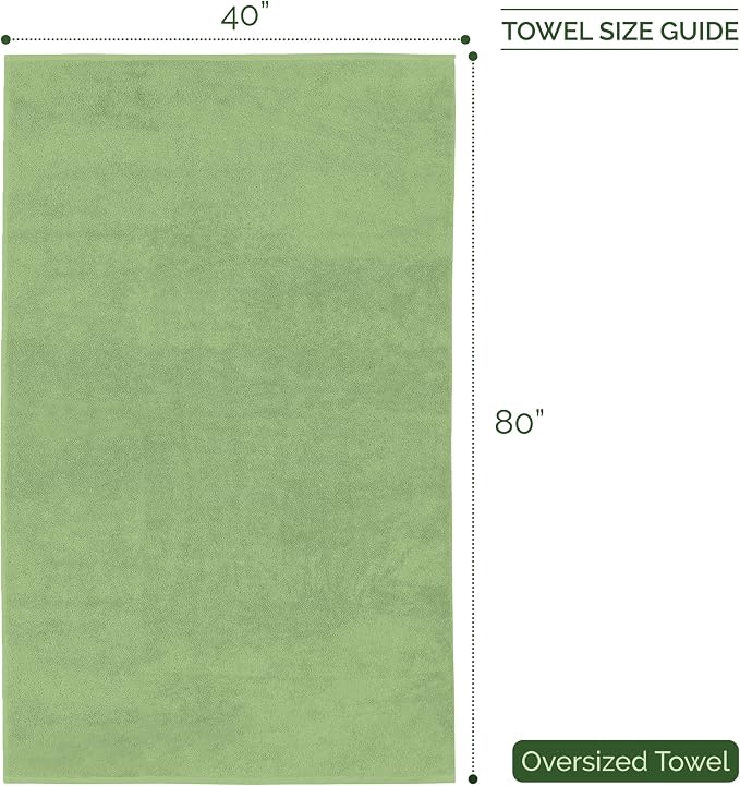 Elegant Comfort Three Line Popcorn Extra Large Luxury Bath Towel - 40" x 80" inch, Premium Hotel Spa Quality 1 Piece Oversized Bath Sheet 100% Turkish Cotton Super Soft Highly Absorbent, Sage Green
