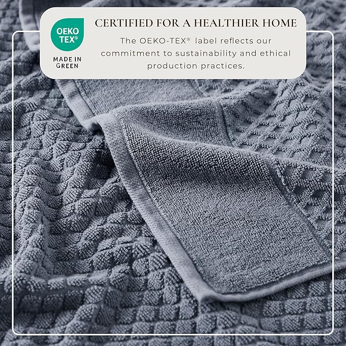 Great Bay Home Oversized Bath Sheets - 100% Cotton 2 Pack 68x35 Extra Large Towel - Absorbent, Durable, Quick-Dry Towels for Bathroom (Blue)